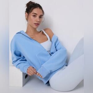 Vuori Restore Full Zip Hoodie Organic Cotton Spring Blue Size M NWT